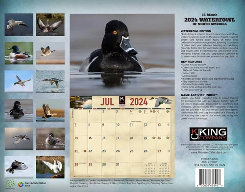 Miniatura 2 de The KING Company - Calendario de pared de aves acuáticas 2024, tamaño XL, 14 x 22 pulgadas, calendario de gansos de pato por The KING