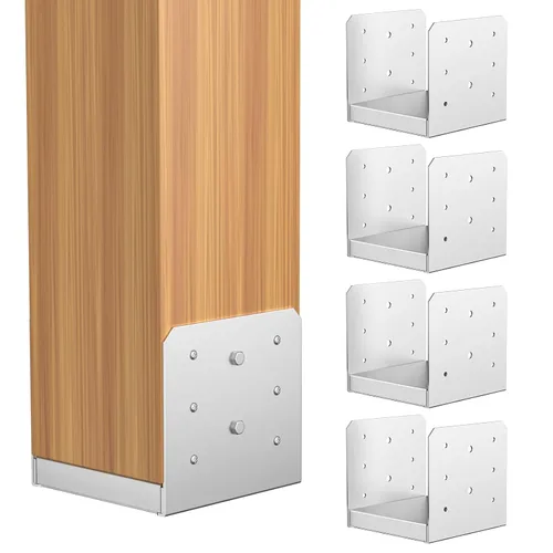 Miniatura 11 de SPACEEUP Base de poste de 6 x 6, anclaje interno de poste de 5.5 x 5.5 pulgadas, 1 base de poste ajustable de acero inoxidable, anclaje de poste