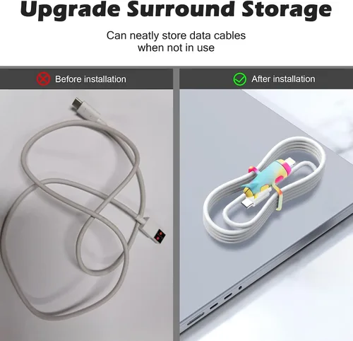 Miniatura 4 de CameCosy Funda protectora de cable 2 en 1 compatible con iPhone, Android, cable USB tipo C, 2 unidades de silicona estirable para ahorro de cables