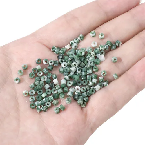 Miniatura 3 de BEADIA Cuentas de jade africano natural en cilindro corto 2x3mm 155 piezas Tubo cuentas sueltas semipreciosas para hacer joyas Diseño