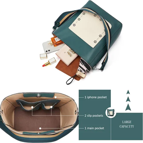 Miniatura 4 de BROMEN - Bolsa de mano de cuero para mujer, bolsa de hombro, bolsa bandolera