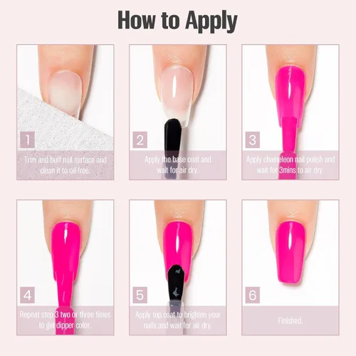 Miniatura 8 de Esmalte de uñas rosa intenso brillante, 0.5 onzas líquidas, esmalte de uñas de secado rápido de alto brillo, aplicación suave de larga duración