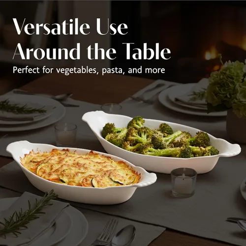 Miniatura 5 de BIA Cordon Bleu Juego de 2 utensilios para hornear clásicos, platos ovalados gratinados, aptos para microondas, horno y lavavajillas, porcelana