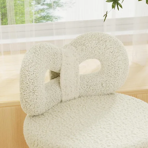 Miniatura 5 de ROOMTEC Silla de tocador giratoria con respaldo, silla de escritorio tapizada para niñas, tocador de maquillaje moderno para dormitorio, sala