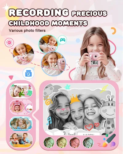 Miniatura 5 de JOYJAM Cámara para niños con impresión instantánea, cámara digital de selfie de doble lente mejorada para niños, HD 1080P, juguetes de regalo