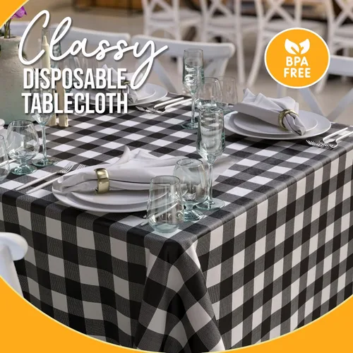 Miniatura 3 de Exquisite Cubierta de Mesa para Picnic - Paquete de 6 Manteles Premium Rectangulares de Plástico - Cubierta de Mesa para BBQ a Cuadros Negro