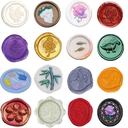 Miniatura 3 de Juego de sellos de cera con 500 cuentas de sellado de cera, 2 cucharas de sellado de cera y 4 velas para sello de cera, sellos de boda y sellado