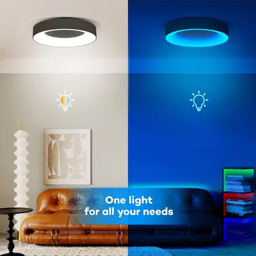 Miniatura 6 de Annaror Lámpara de Techo LED RGB de Montaje al Ras con Control Remoto, Luminaria de Techo Negra de 11 Pulgadas 24W, Color de Luz Cambiable
