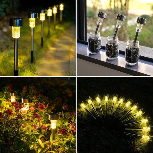 Miniatura 3 de GIGALUMI Luces Solares para Senderos, Acero Inoxidable IP44 Impermeables Encendido/Apagado Automático Luces LED Solares para Exteriores para Jardín