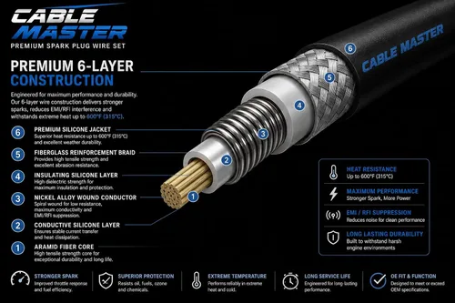 Miniatura 3 de Cables de bujía de carreras de 0.402 in para Escalade Avalanche Camaro Colorado Corvette Express Impala Silverado Suburban Tahoe Canyon Savana