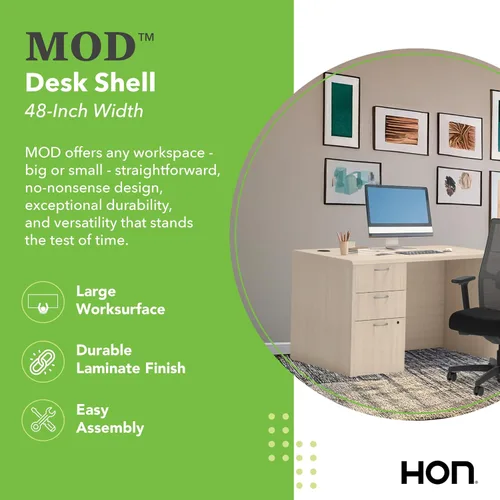 Miniatura 3 de HON MOD - Escritorio ejecutivo grande de 48 pulgadas para computadora, laminado de madera gruesa, mesa moderna con gestión de cables, 48 pulgadas
