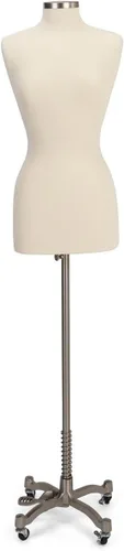 Miniatura 2 de Displays2go Forma de vestido femenino con base con ruedas, altura ajustable - base plateada (SMFDFSB)
