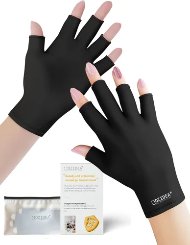 Guantes UV para manicura de gel, opción de 2 tamaños para manos regulares/pequeñas, guantes sin dedos UPF50+ anti sol y luz UV