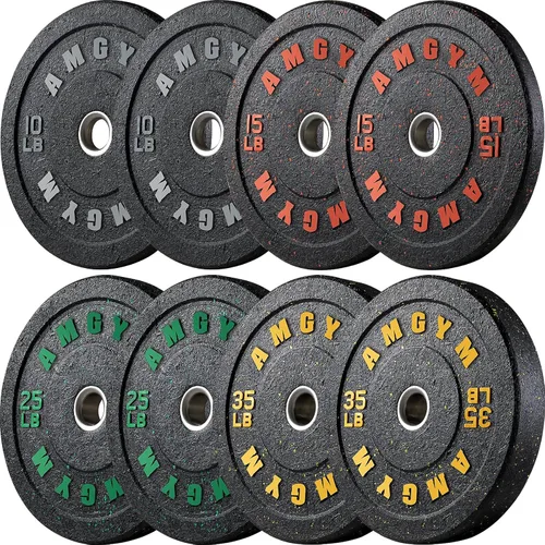 Miniatura 15 de Discos de peso olímpicos de 2 pulgadas y caucho para barras, discos para gimnasio en casa, entrenamiento de fuerza y levantamiento de pesas, 10 a