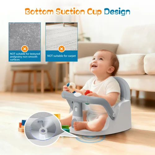 Miniatura 7 de Asiento de baño para bebés de 6 meses en adelante sentados, silla de baño antideslizante con ventosa, seguro y cómodo asiento de baño infantil