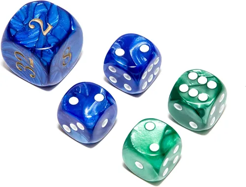 Miniatura 18 de Bello juegos Deluxe dados de imitación de mármol sets-black/, Azul, 5/8