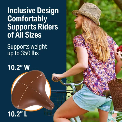 Miniatura 5 de Bikeroo Wide Cruiser Saddle - Comfort Seat Fits Indoor & Outdoor Bicycles - Steel Spring & Elastomer Suspension - Memory Foam