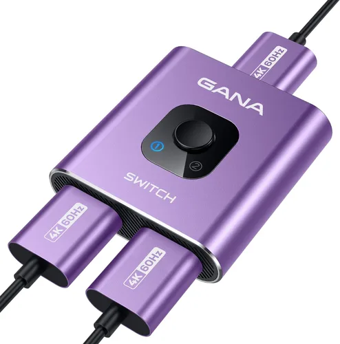 Miniatura 11 de Conmutador HDMI 4k@60hz divisor, GANA conmutador HDMI bidireccional de aluminio 2 en 1 salida, Hub HDMI manual compatible con HD, compatible