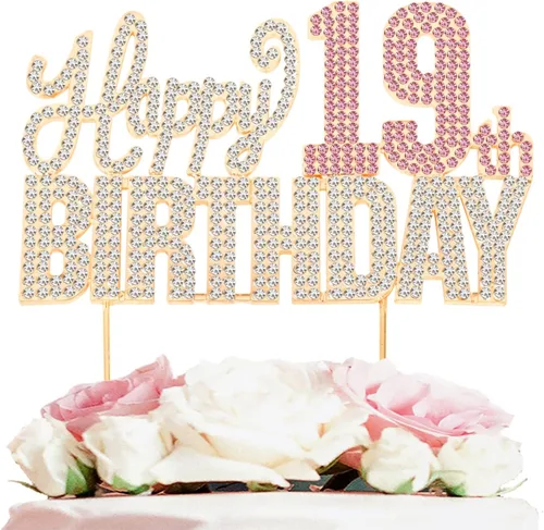 Miniatura 20 de Decoración de pastel de diamantes de imitación rosa y plateado con texto en inglés "Cheers to 11 Years Old Eleven Bday" de metal brillante