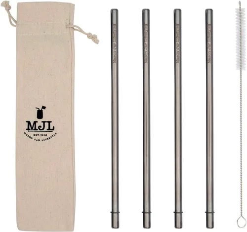 Miniatura 12 de Pajitas cortas y seguras de acero inoxidable para batidos, pajitas rectas reutilizables de metal para tarros de media pinta de masón, tazas de café