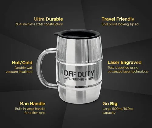 Miniatura 4 de GALVANOX Divertida taza de regalo para hombres, taza de café aislada de acero inoxidable de 17 onzas con asa y tapa para cumpleaños/Navidad 2023