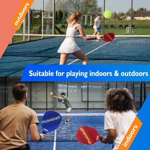 Miniatura 5 de GSE Games & Sports Expert Juego de palas de pickleball con raquetas ligeras de pickleball y bolas de pepinillo para interiores y exteriores y bolsa