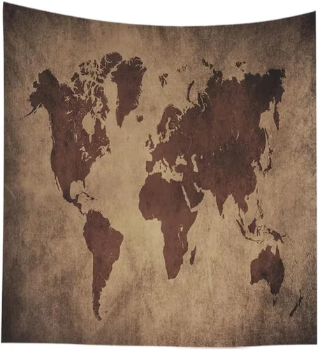 Miniatura 19 de CAPSCEOLL Tapiz de mapa del mundo para colgar en la pared, tapiz blanco y negro para decoración del hogar, 40 x 30 pulgadas, mapa para habitación