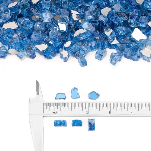 Miniatura 2 de Stanbroil - Vidrio de fuego de 10 libras – Cristal de fuego templado reflectante de 1/2 pulgada para chimenea de hoguera, azul Pacífico reflectante