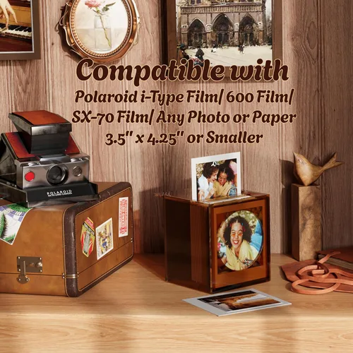 Miniatura 2 de WINKINE - Marco de fotos acrílico y caja de almacenamiento para película Polaroid i-Type/600/SX-70/Instax Square, marco de película de 4.2''x3.5