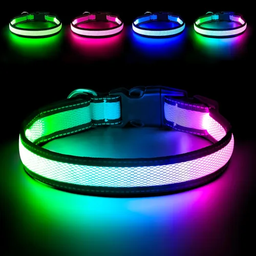 Miniatura 17 de Collar de perro LED, collar de perro con luz USB recargable, luces de perro más brillantes para caminar por la noche, collar de perro ajustable