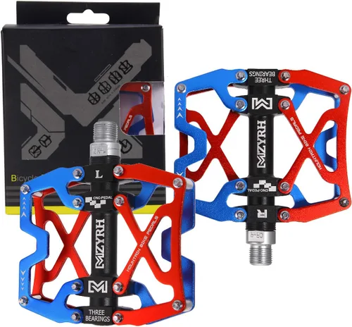 Miniatura 9 de Mzyrh - Pedales de bicicleta de montaña, ultra fuertes, coloridos, mecanizados CNC, de 9/16 pulgadas, ciclismo sellado con 3 rodamientos Rodamientos