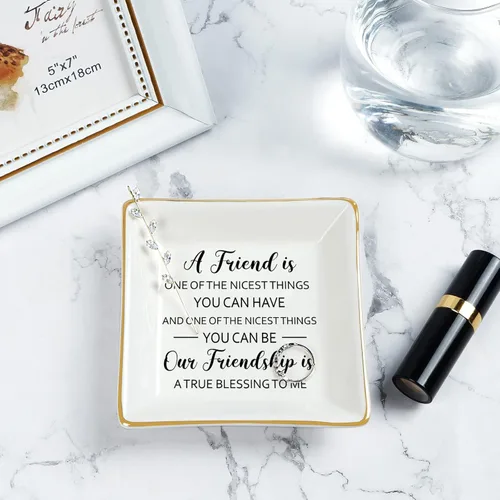 Miniatura 2 de Homlouue Bandeja de joyería con texto en inglés "A Friend is One of the Nicest Things You Can Ten", regalo de amistad, regalo de cumpleaños