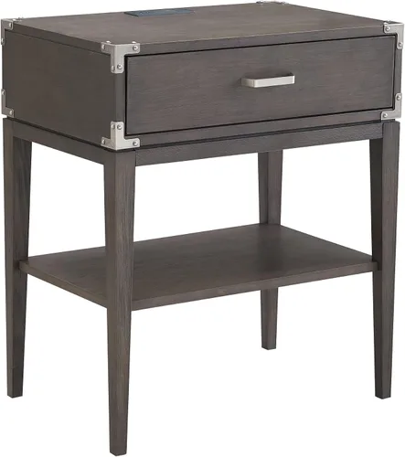 Miniatura 12 de Salem Mesita de noche de madera maciza con cajón y estante, roble medio, perfecta para dormitorios, salas de estar y espacios pequeños - Leick Home