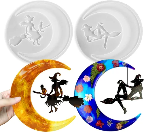 Miniatura 8 de Wehous Moldes de resina para frascos de Halloween con tapas, caja única con forma de bruja fantasma, moldes de silicona, lindo recipiente