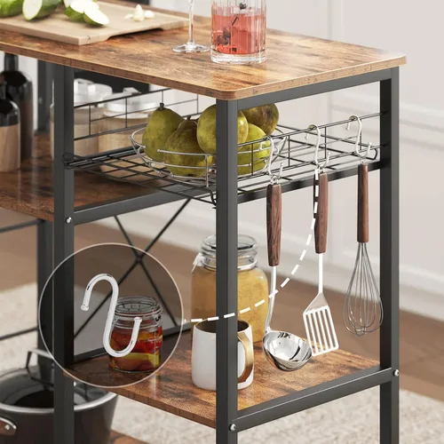 Miniatura 5 de soges Estante de panadero de cocina de 3 niveles, soporte utilitario para horno microondas, carrito de almacenamiento, estante de estación de Blanco