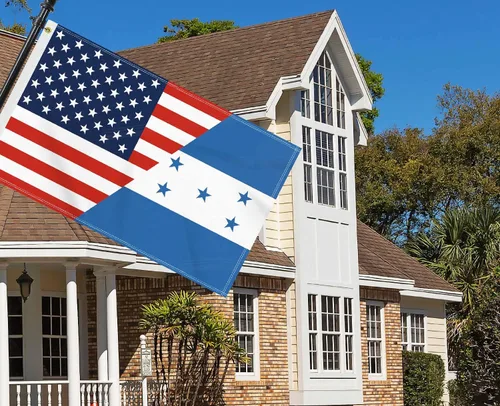 Miniatura 5 de Bandera de Honduras de Estados Unidos de 3 x 5 pies, gran pancarta hondureña de Estados Unidos 150D para exteriores, decoración de impresión