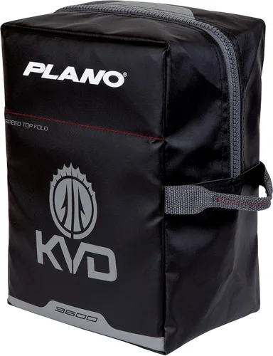 Miniatura 3 de Plano KVD Wormfile Signature Series Speedbag, pequeño, tela recubierta de TPE negro con interior rojo, almacenamiento de pesca suave resistente al