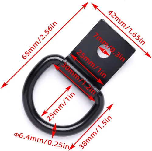 Miniatura 3 de 12 Piezas Anclajes de Amarre de Acero con Anillo en D, Anillos de Amarre de Remolque Resistentes de 1/4 Pulgadas para Red de Carga, Cama de Camión