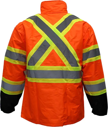 Miniatura 7 de RW-CLA3-TLM55 Y OR77 Clase 3 Traje de lluvia, chaqueta, pantalones de alta visibilidad reflectante fondo negro