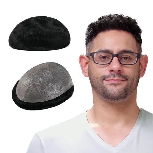 Miniatura 12 de Lordhair Toupee para hombres con cabello humano 100% europeo 8x10 pulgadas para hombres 0.001 in sistema de cabello de piel ultra fina para todos