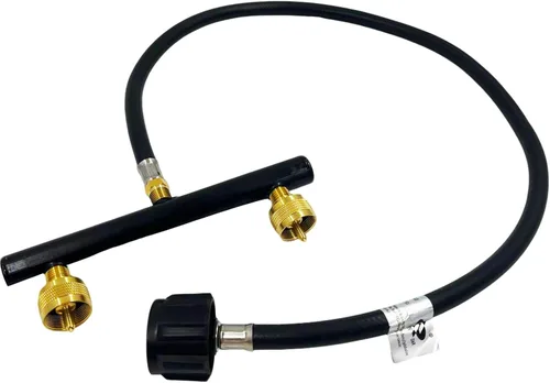 Miniatura 4 de MENSI Kit adaptador de repuesto de propano doble, 2 adaptadores de 1 libra con manguera de alta presión de 3 pies, entrada QCC para tanques de 20 a