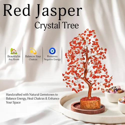 Miniatura 5 de YATSKIA Árbol de la vida de cristal de jaspe rojo, cristales y piedras, decoración de oficina en casa, accesorios de escritorio, árbol bonsái