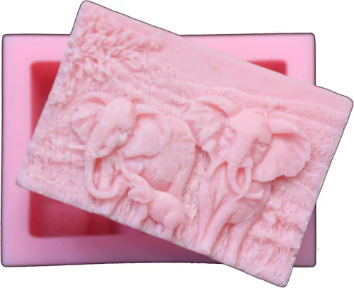 Miniatura 6 de Paquete de 2 moldes de silicona para jabón natural para el cuidado de la piel, jabón de arte y productos de aromaterapia (elefante)