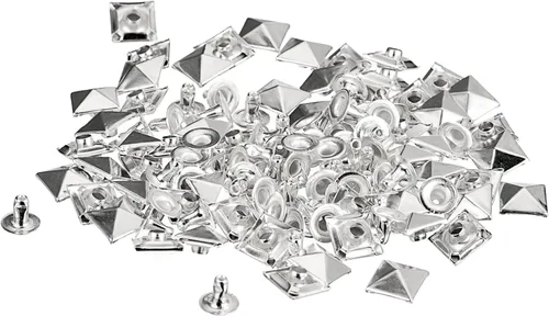 Miniatura 8 de uxcell Juego de 60 remaches de punta para ropa, 0.315 in, remaches rápidos de pirámide, clavos cuadrados punk, de cobre, para decoraciones de Tono