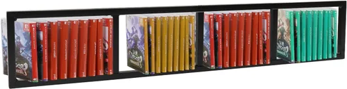 Miniatura 8 de Estante de almacenamiento de medios de 34 pulgadas para montaje en pared, organizador de CD y DVD, estante de metal, estante de almacenamiento
