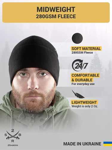 Miniatura 2 de 2SBR 2SABERS Gorro de invierno cálido de forro polar para hombre, gorro táctico militar del ejército