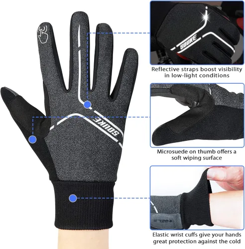 Miniatura 4 de Souke Sports Guantes de ciclismo de invierno para hombres y mujeres, guantes de bicicleta acolchados con pantalla táctil, resistentes al agua