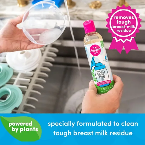 Miniatura 3 de Dapple Jabón de extractor de leche para bebé, botella de 8 onzas líquidas, sin fragancia, a base de plantas e hipoalergénico, fórmula de fácil