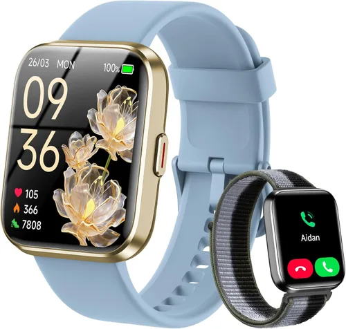 Miniatura 8 de WMK Relojes inteligentes para mujeres y hombres (Android/iPhone), reloj inteligente Alexa HD de 1.83 pulgadas con llamadas Bluetooth, Blanco