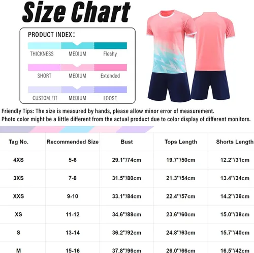 Miniatura 5 de Fldy Uniforme de entrenamiento deportivo de fútbol para niños y jóvenes, traje deportivo de 2 piezas, camiseta de manga corta con pantalones cortos